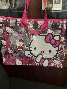 Hello Kitty Transparent Vinyl Tote with Bright Pink Trim